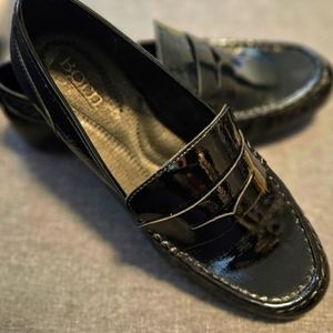 Born Patent Leather Penny Loafers, Size 8M, Black